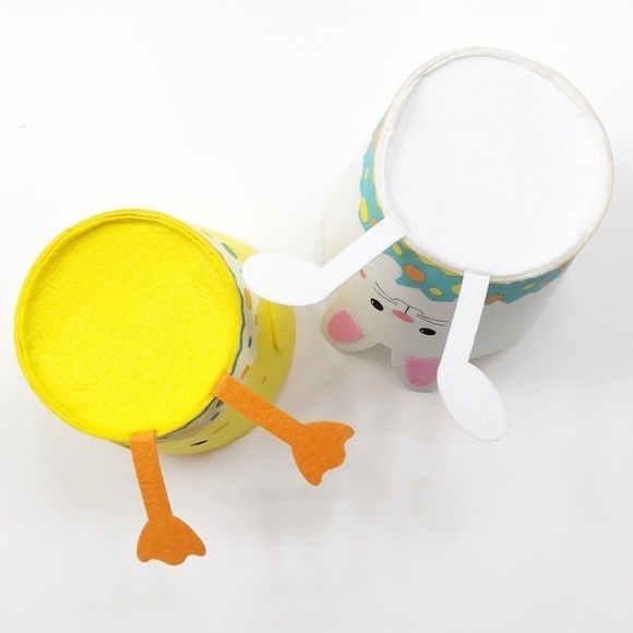 Chick & bunny print felt Easter Baskets boy & girl - set of 2 - Picture 4 of 5